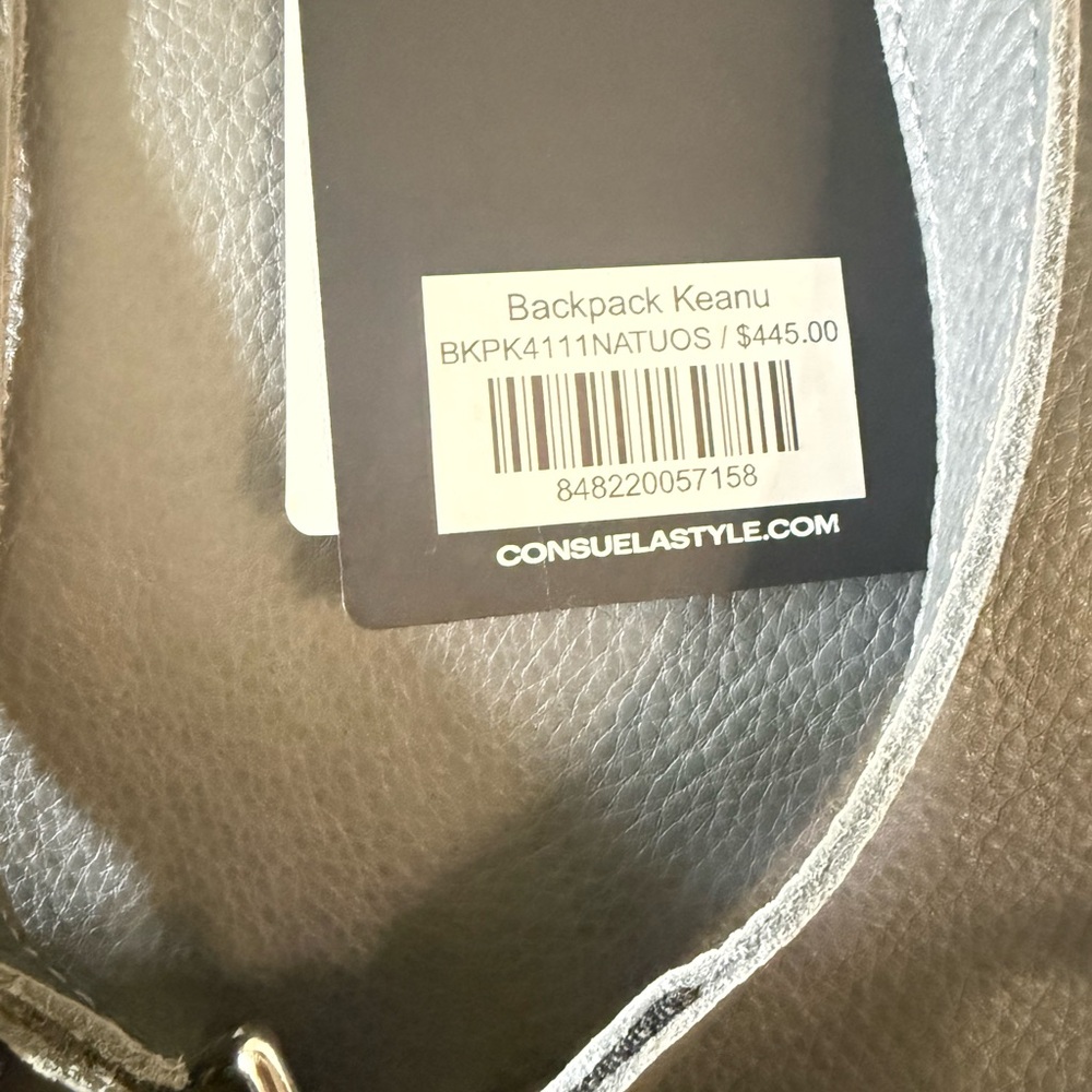 Consuela Gray Pebbled Leather Drawstring Backpack Keanu - Picture 7 of 8